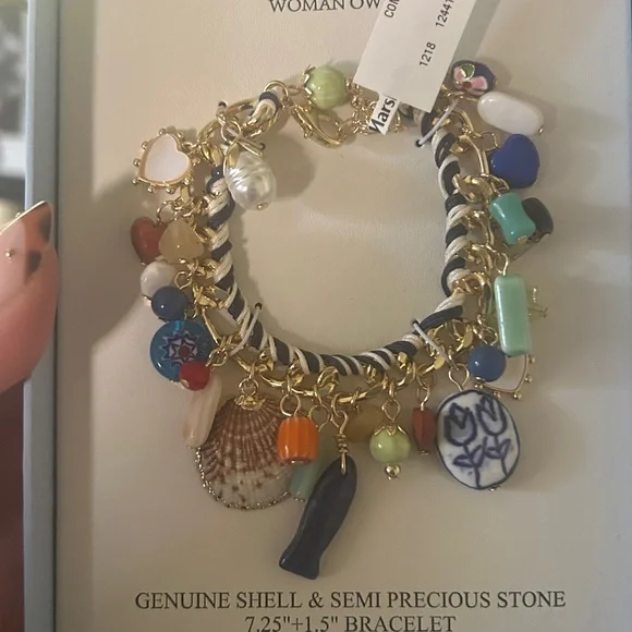 VIRAL Atterri Charm Bracelet with Multicolor Semi-Precious Stone Charms - Picture 3 of 3